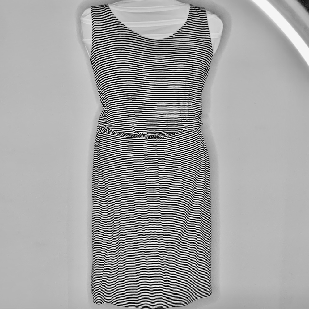 Black and White Stripe Scoop Neck Dress